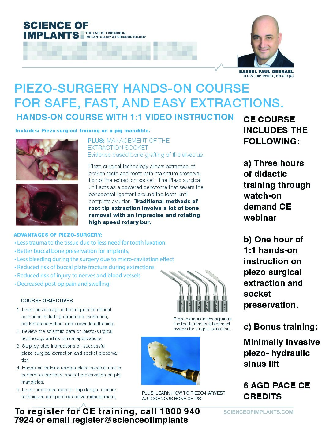 CE_BROCHURE_science_of_implants_2026-8page-1 (dragged) PIEZO-SURGERY HANDS-ON COURSE FOR SAFE, FAST, AND EASY EXTRACTIONS. - Image 1